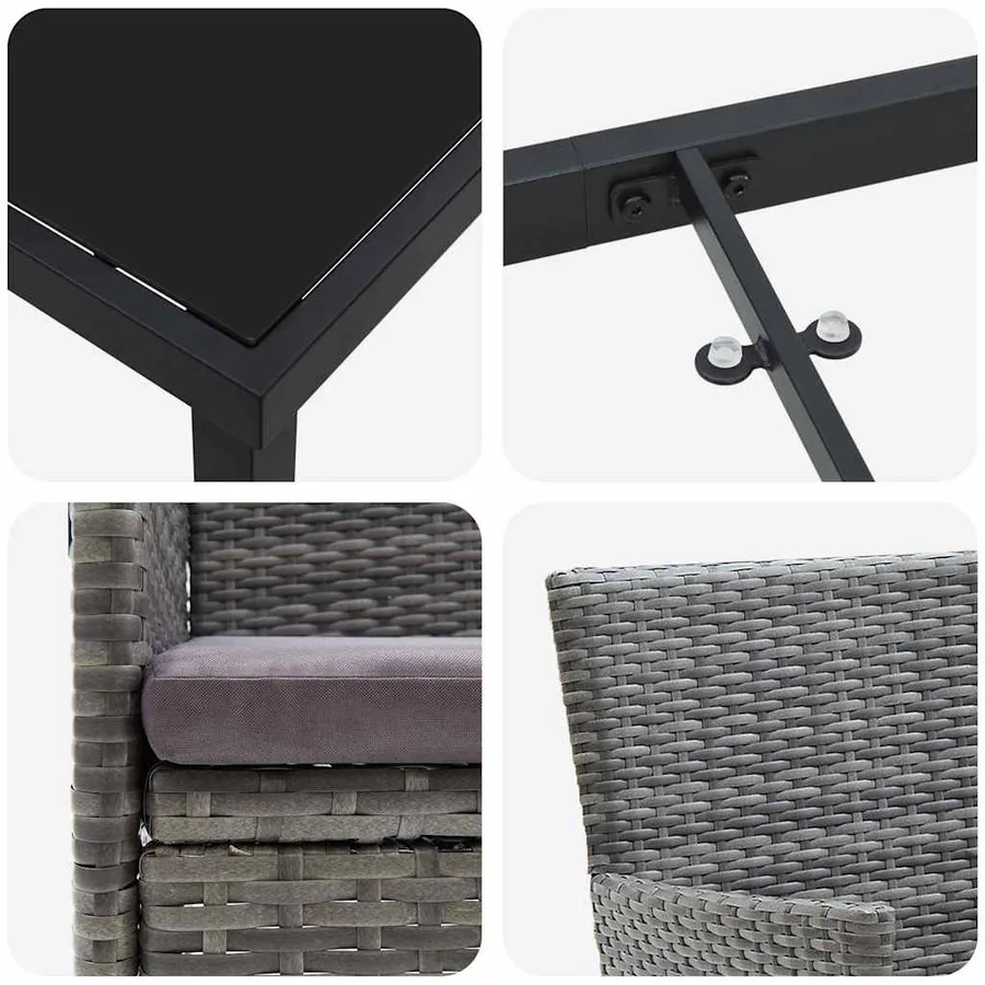Ensemble de salle à manger pour jardin 5 pcs Gris polyrotin - 9