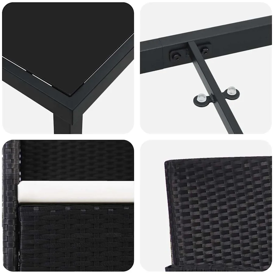 Ensemble de salle à manger pour jardin 5 pcs Noir polyrotin - 9