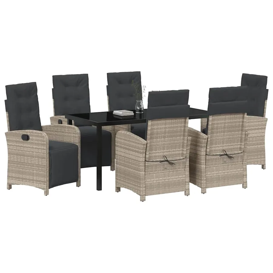 Ensemble de salle à manger pour jardin 7 pcs Gris clair - 3