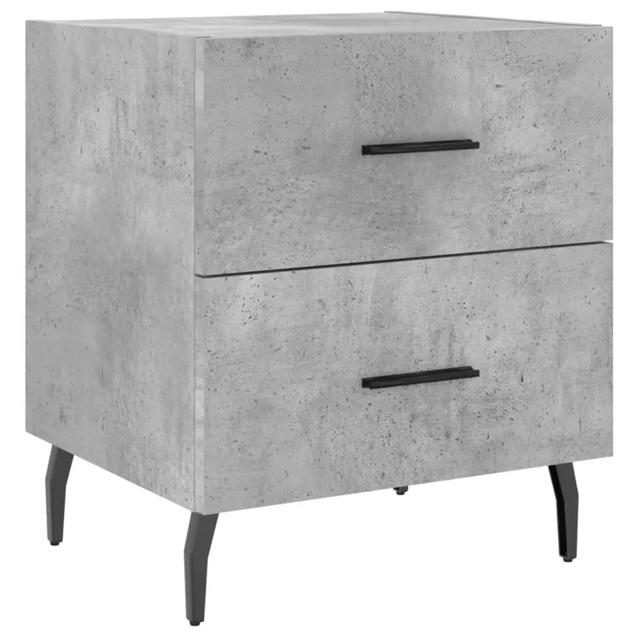 Table de chevet gris béton 40x35x47,5 cm bois d’ingénierie - 2