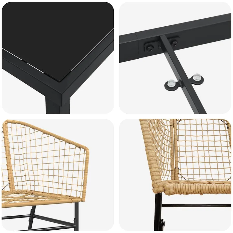 Ensemble de salle à manger pour jardin 5 pcs Marron polyrotin - 9