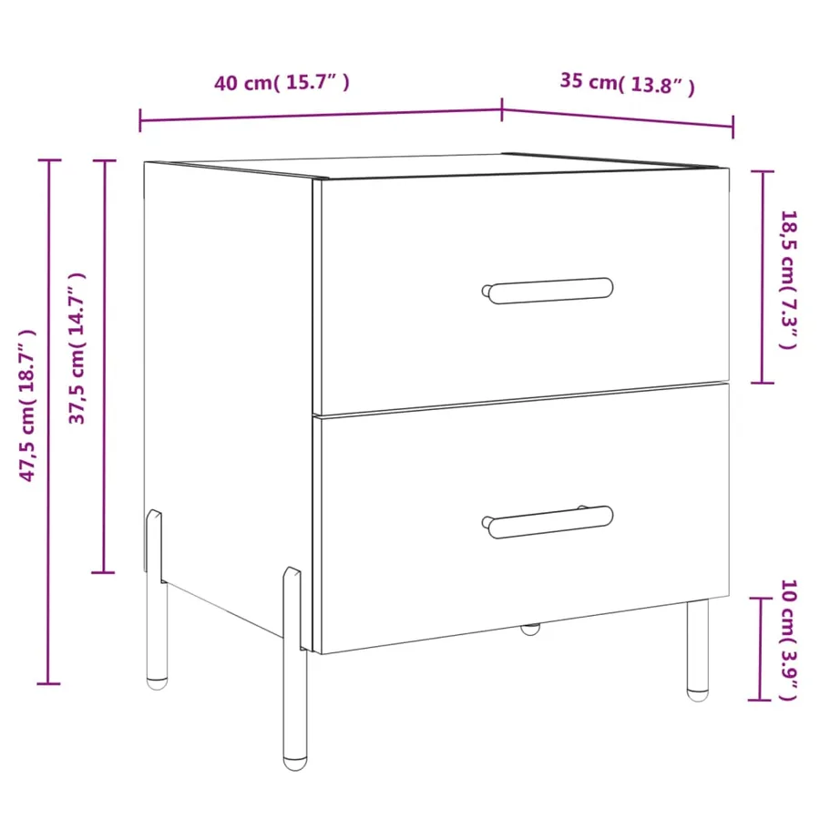 Table de chevet chêne fumé 40x35x47,5 cm bois d’ingénierie - 12