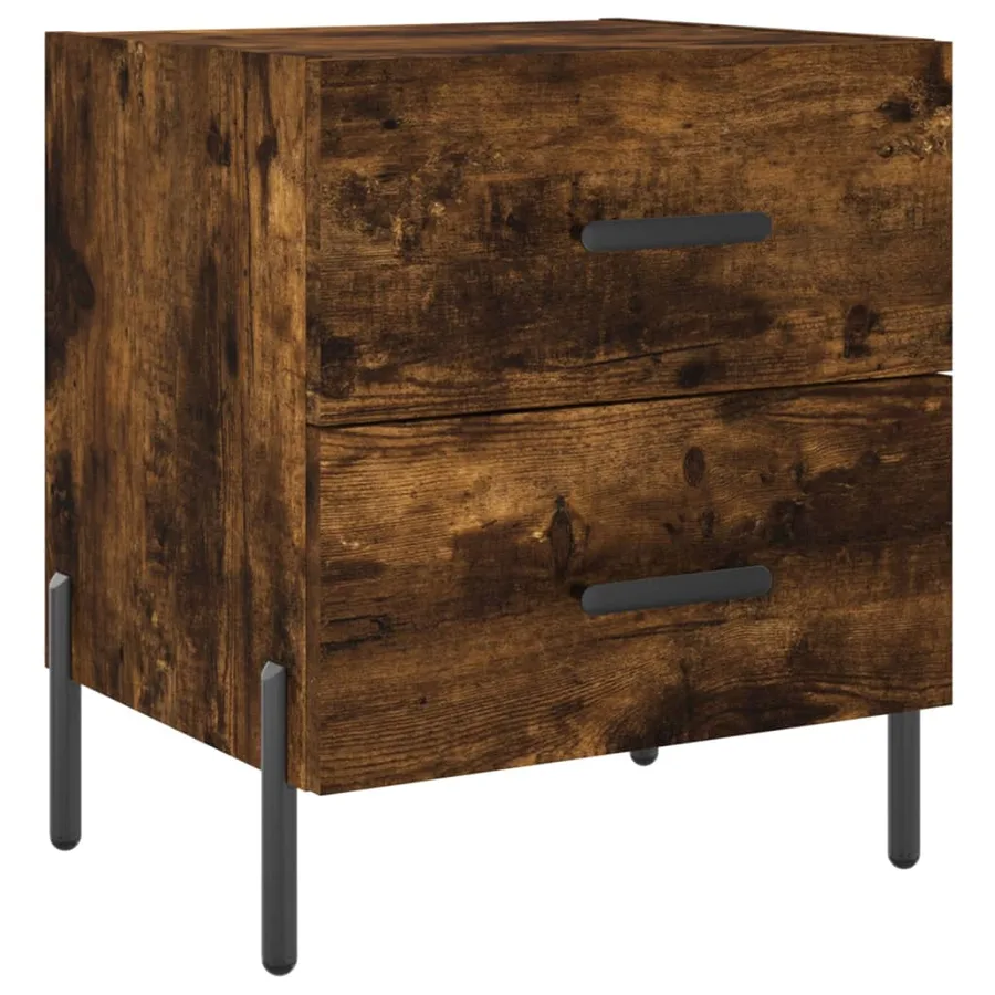 Table de chevet chêne fumé 40x35x47,5 cm bois d’ingénierie - 2