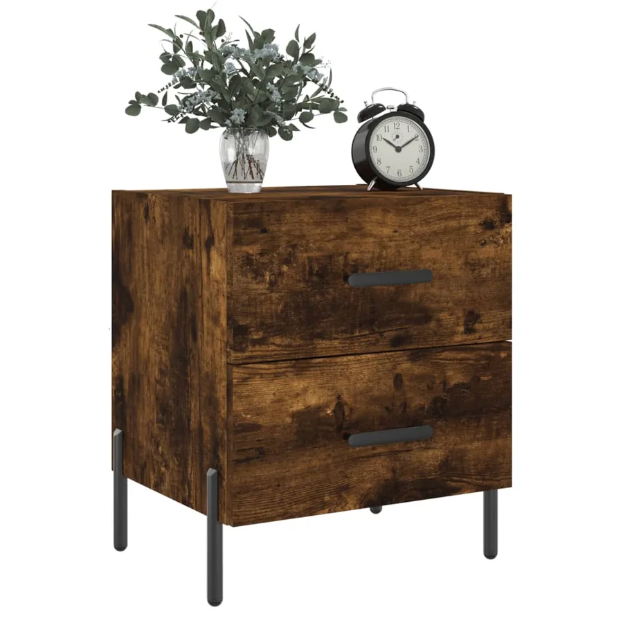 Table de chevet chêne fumé 40x35x47,5 cm bois d’ingénierie - 3