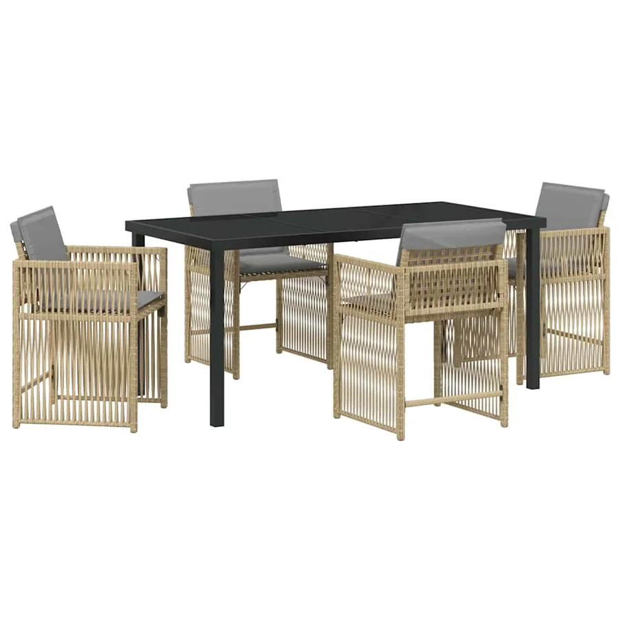 Ensemble de salle à manger pour jardin 5 pcs Beige polyrotin - 2
