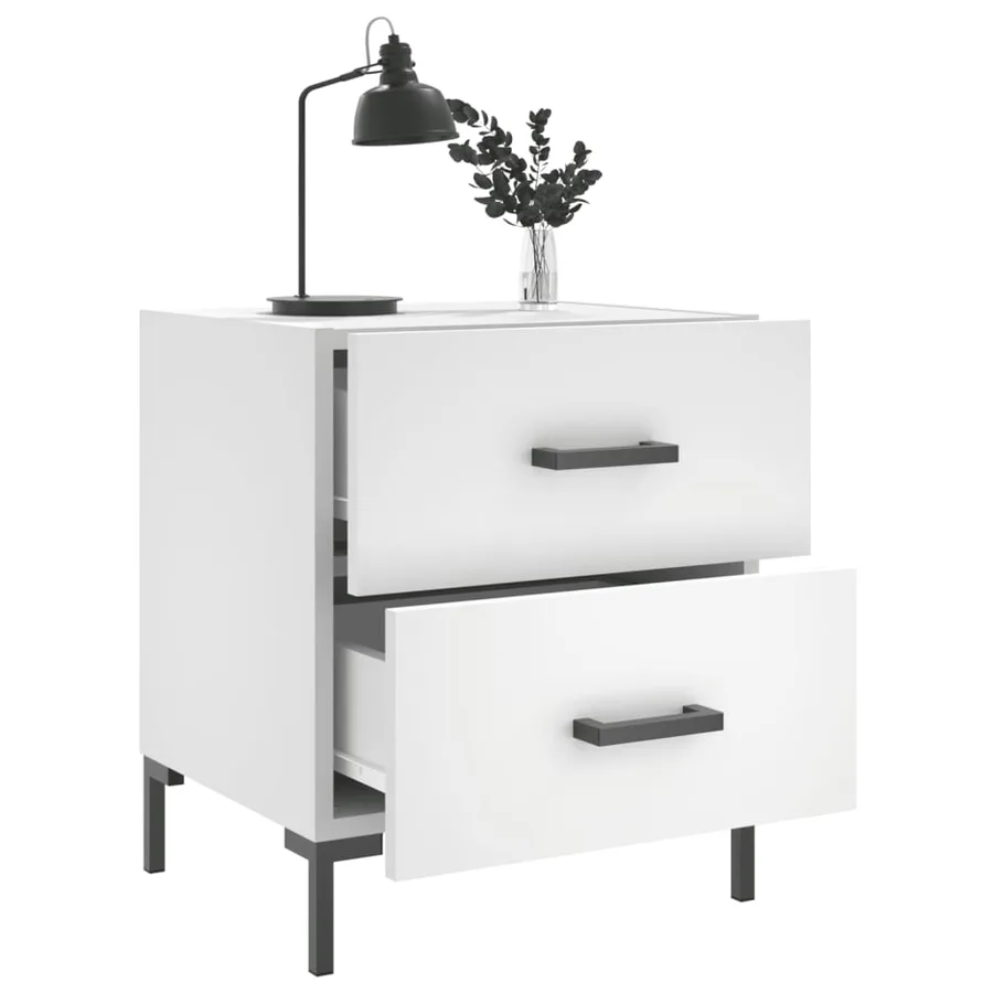 Table de chevet blanc 40x35x47,5 cm bois d’ingénierie - 4