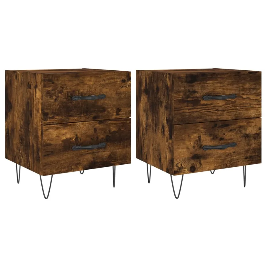Tables de chevet 2pcs chêne fumé 40x35x47,5cm bois d’ingénierie - 2