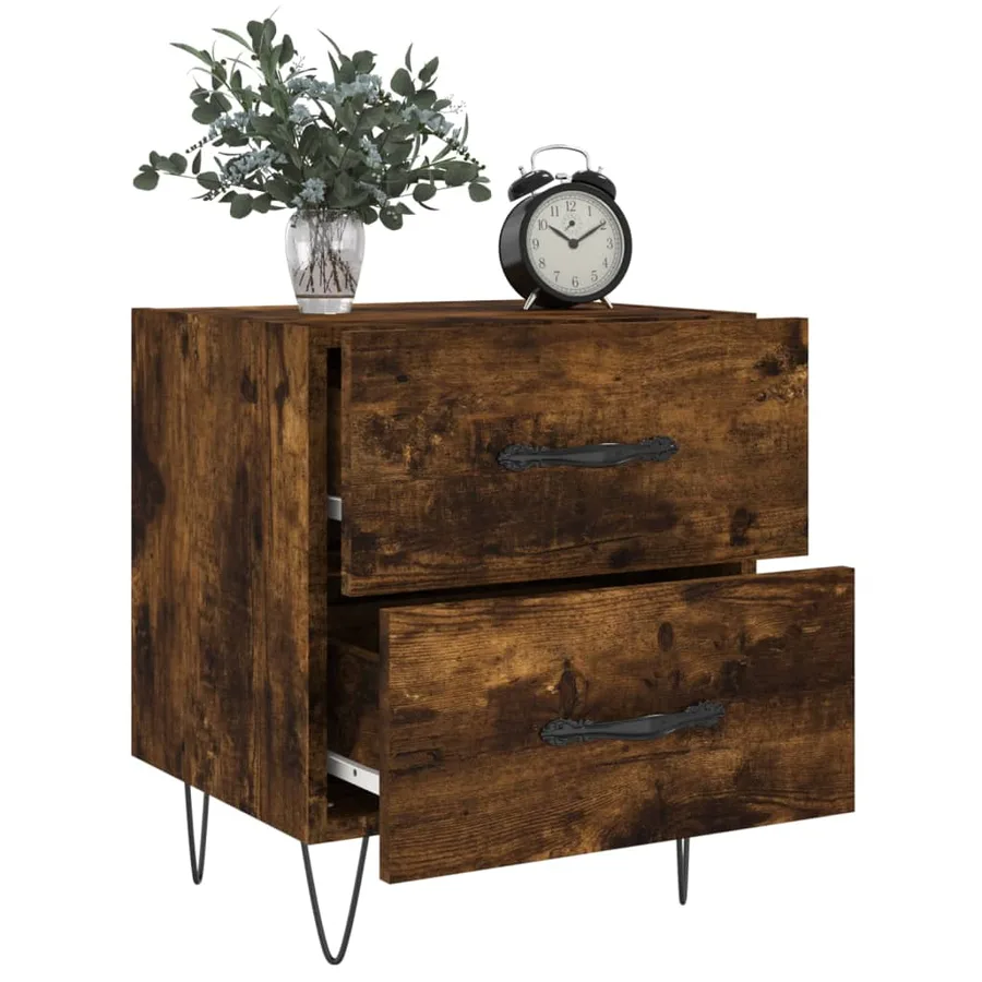 Tables de chevet 2pcs chêne fumé 40x35x47,5cm bois d’ingénierie - 3