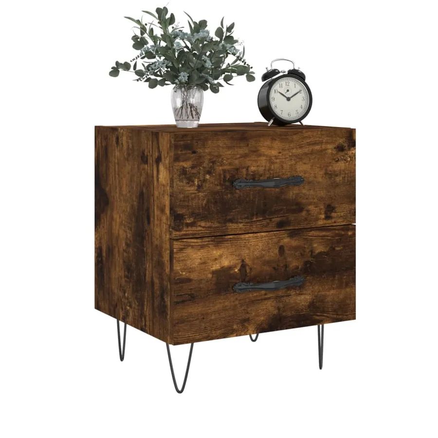 Tables de chevet 2pcs chêne fumé 40x35x47,5cm bois d’ingénierie - 4