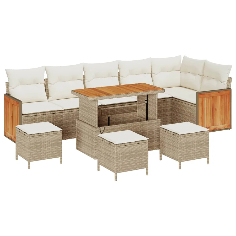 Ensemble de canapé de jardin avec coussin 10 pcs Beige et crème - 2