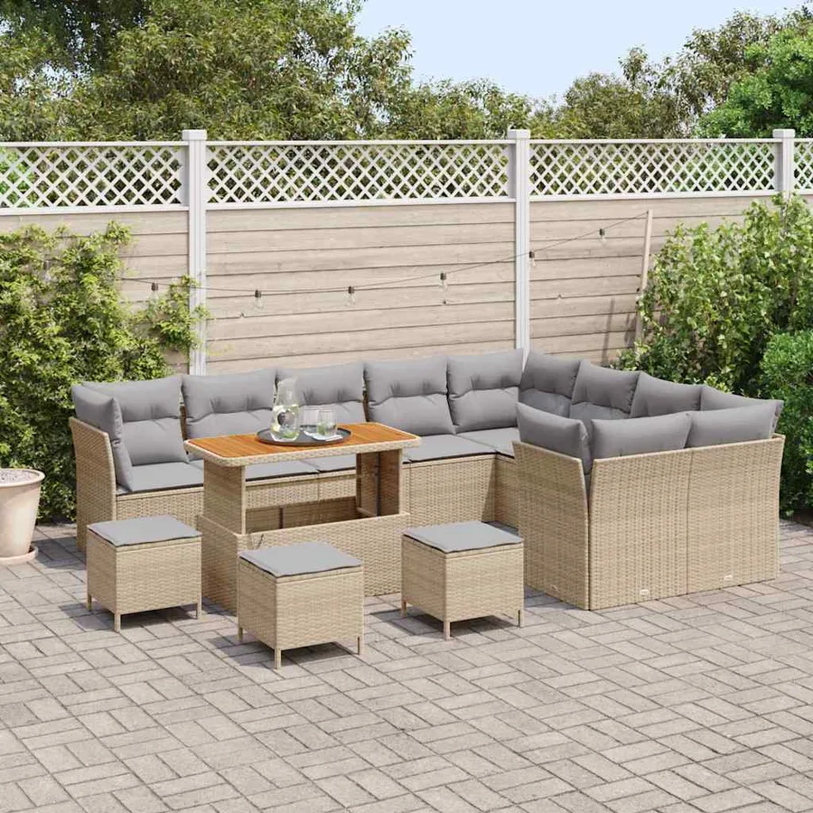 Ensemble de canapé de jardin 13 pcs beige et gris clair - 3