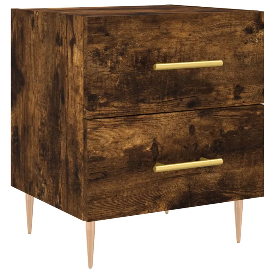Table de chevet chêne fumé 40x35x47,5 cm bois d’ingénierie - 2