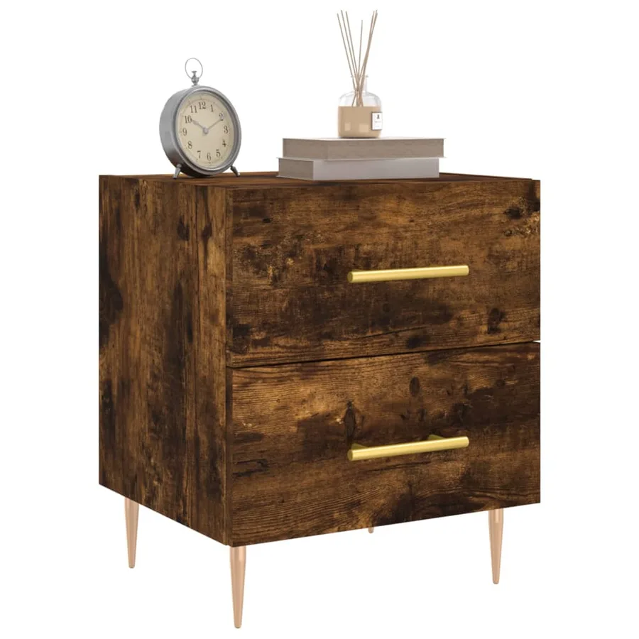 Table de chevet chêne fumé 40x35x47,5 cm bois d’ingénierie - 3