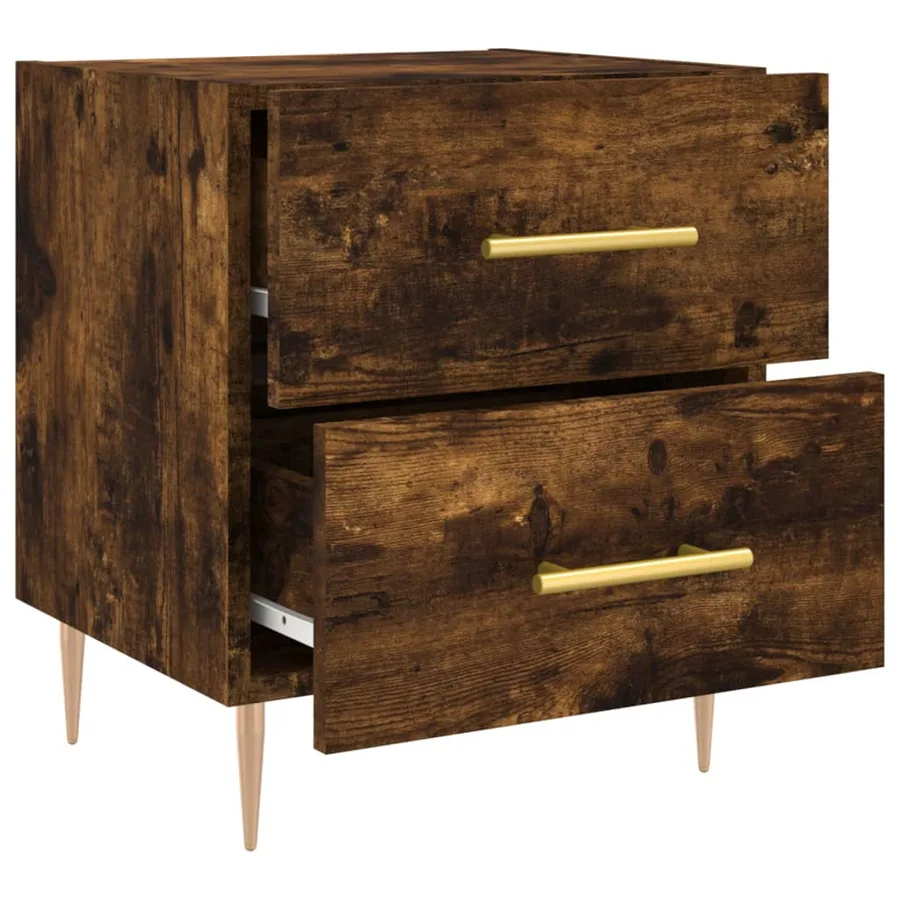 Table de chevet chêne fumé 40x35x47,5 cm bois d’ingénierie - 5