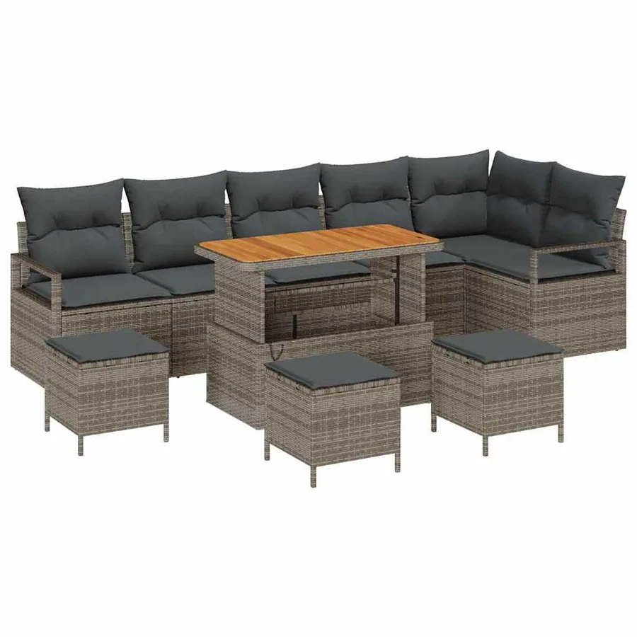 Ensemble de canapé de jardin avec coussin 10 pcs Gris - 2