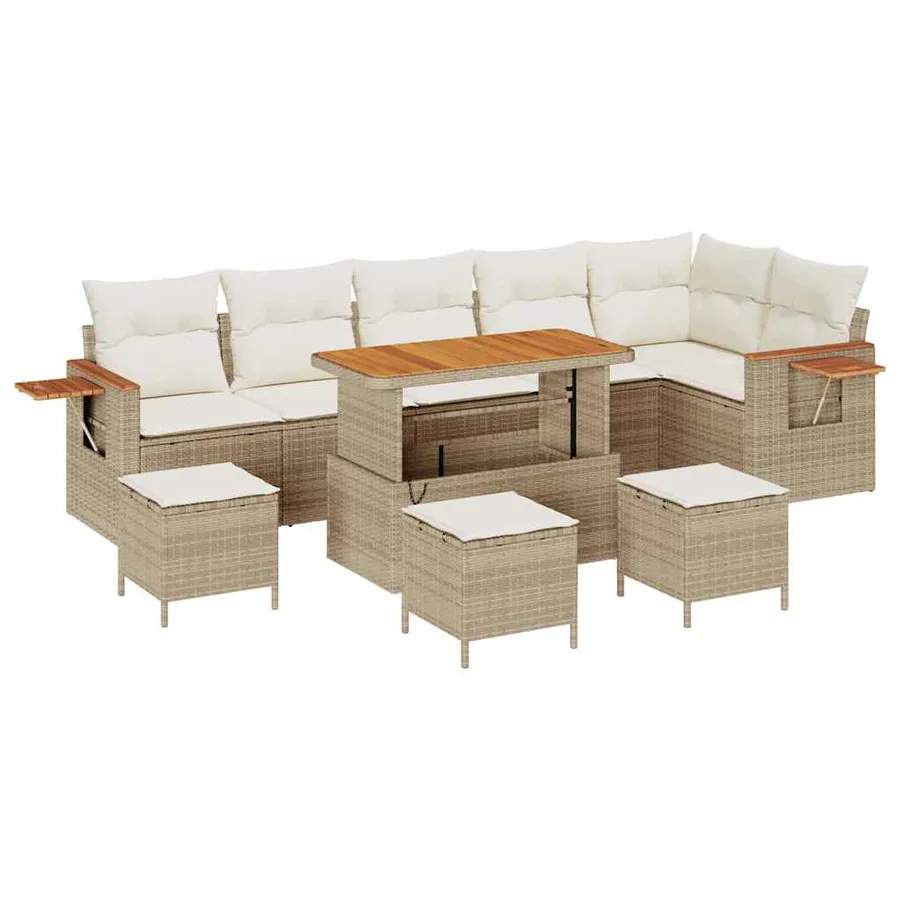 Ensemble de canapé de jardin 12 pcs Beige et crème polyrotin - 2