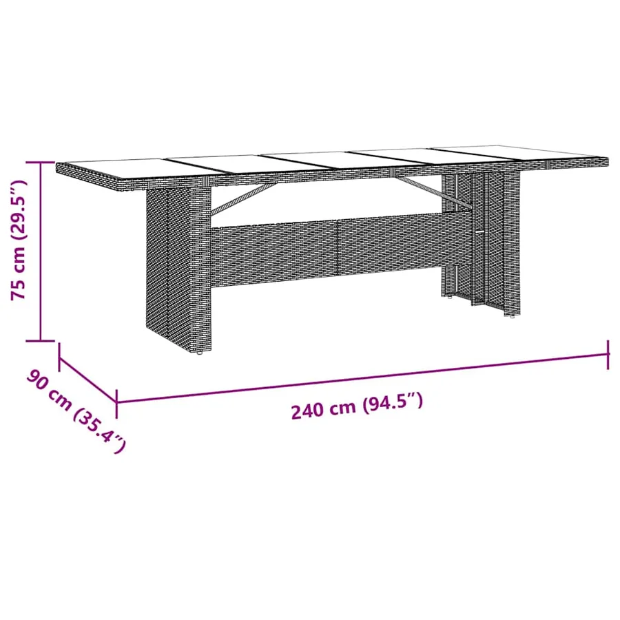 Ensemble de salle à manger pour jardin 9 pcs Beige polyrotin - 11