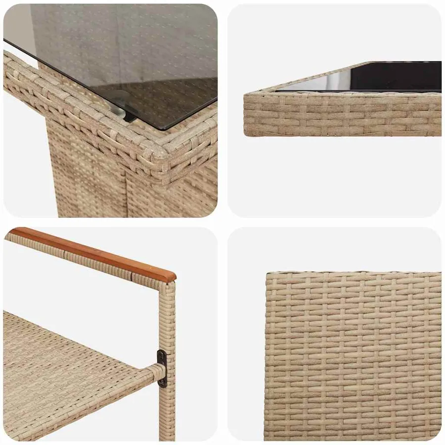 Ensemble de salle à manger pour jardin 9 pcs Beige polyrotin - 9