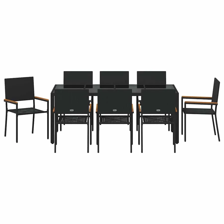 Ensemble de salle à manger pour jardin 9 pcs Noir polyrotin - 7