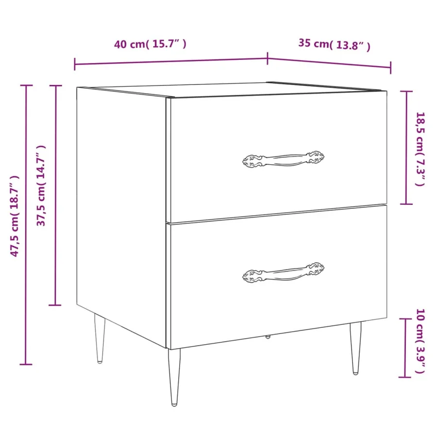 Tables de chevet 2 pcs chêne sonoma 40x35x47,5 cm - 13
