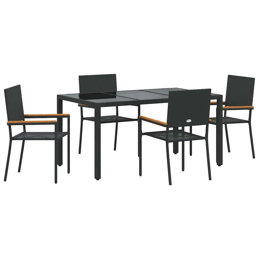 Ensemble de salle à manger pour jardin 5 pcs Noir polyrotin - 2