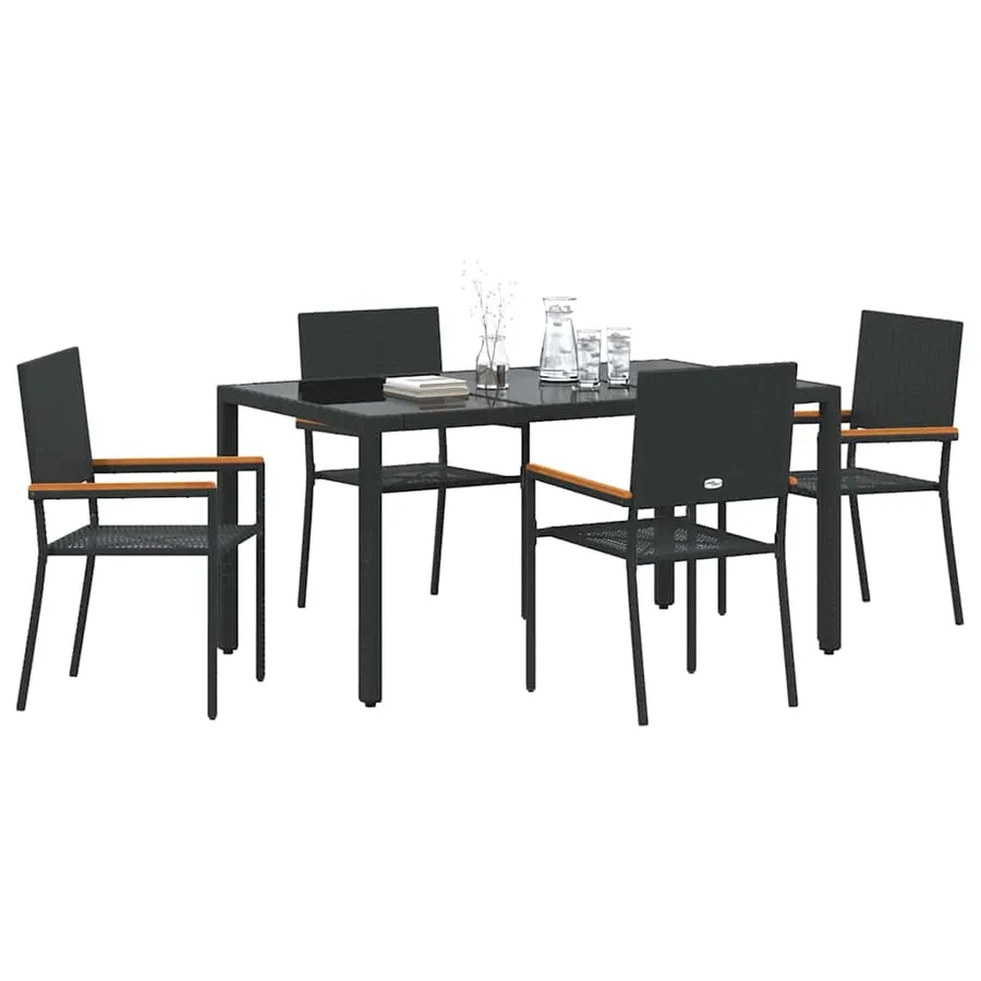 Ensemble de salle à manger pour jardin 5 pcs Noir polyrotin - 3