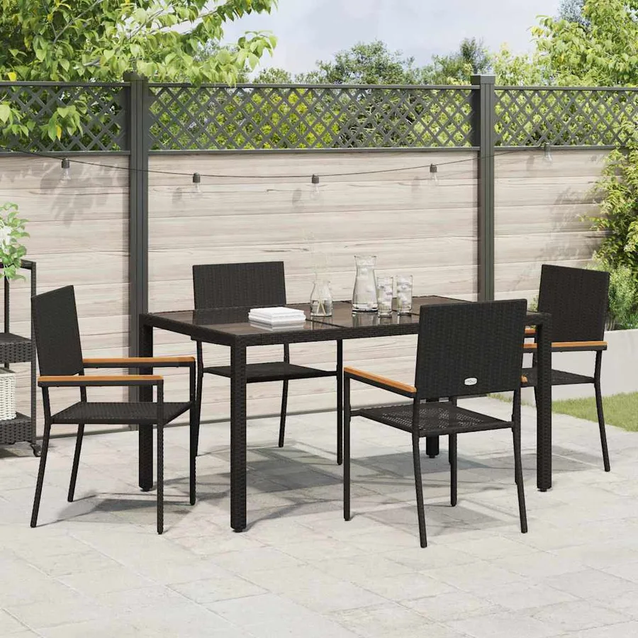 Ensemble de salle à manger pour jardin 5 pcs Noir polyrotin - 4