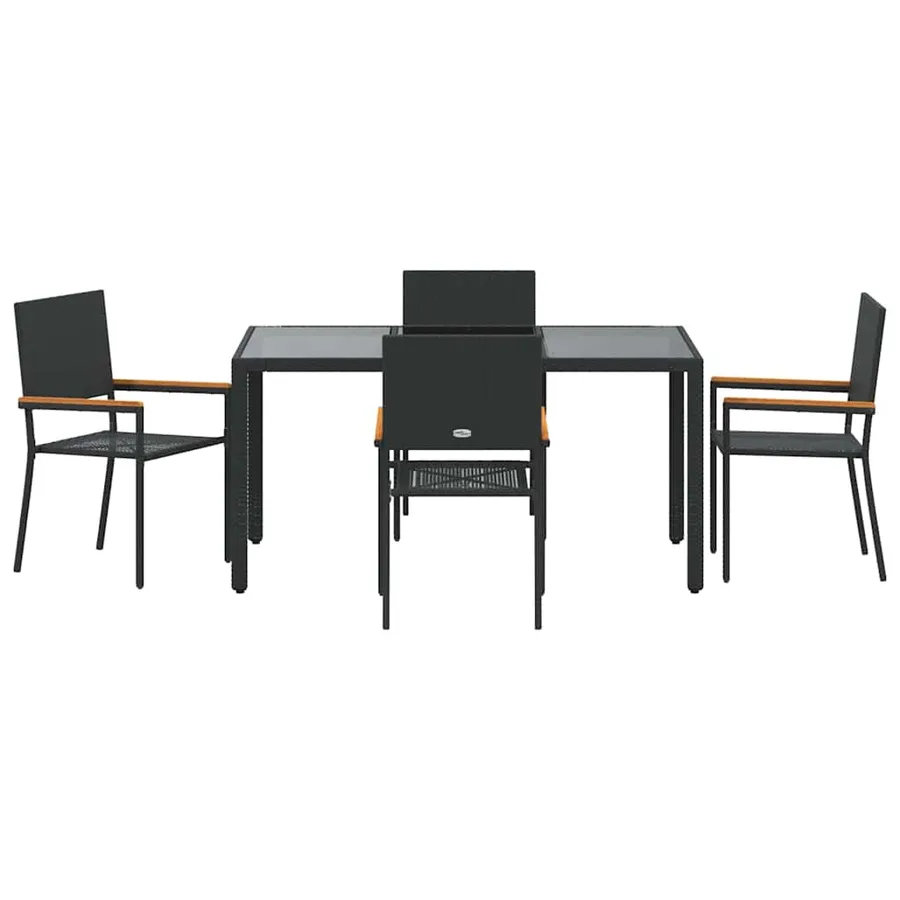 Ensemble de salle à manger pour jardin 5 pcs Noir polyrotin - 7