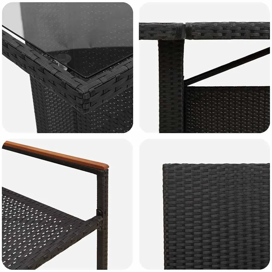Ensemble de salle à manger pour jardin 9 pcs Noir polyrotin - 9