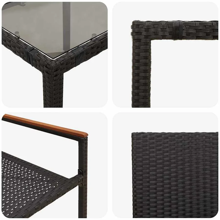 Ensemble de salle à manger pour jardin 3 pcs Noir polyrotin - 9