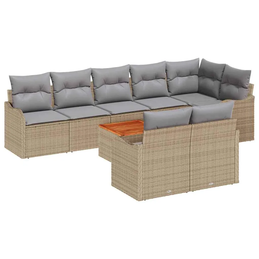 Ensemble de canapé de jardin 9 pcs Beige et Gris clair - 2