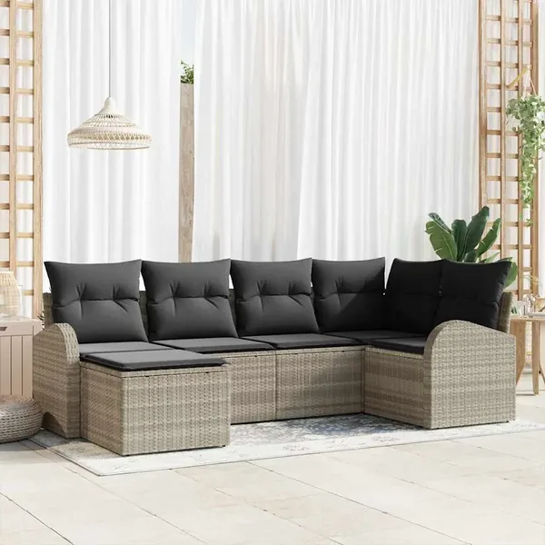 Ensemble de canapé de jardin Gris clair polyrotin