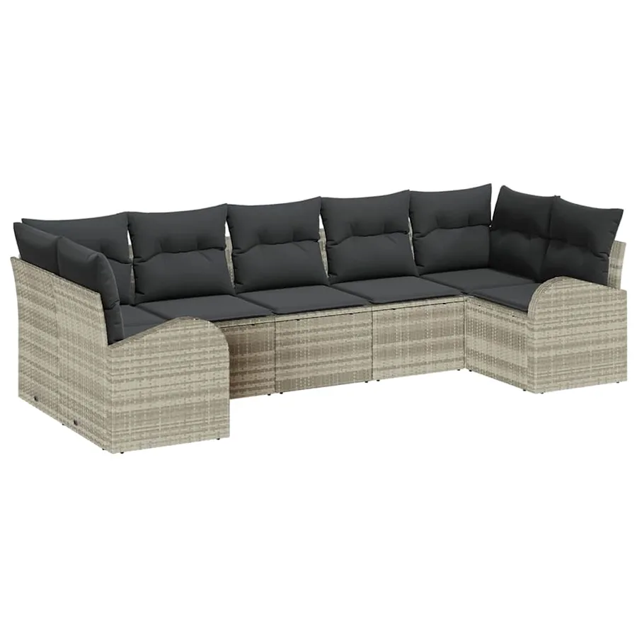 Ensemble de canapé de jardin 7 pcs Gris clair Poly Rattan - 2