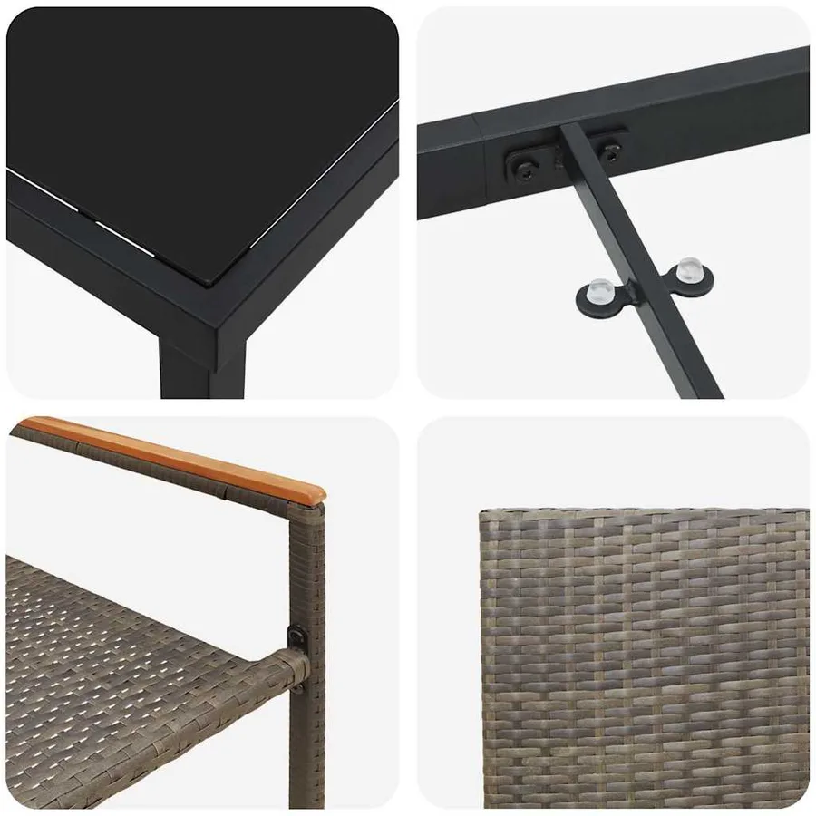 Ensemble de salle à manger pour jardin 5 pcs Gris polyrotin - 9