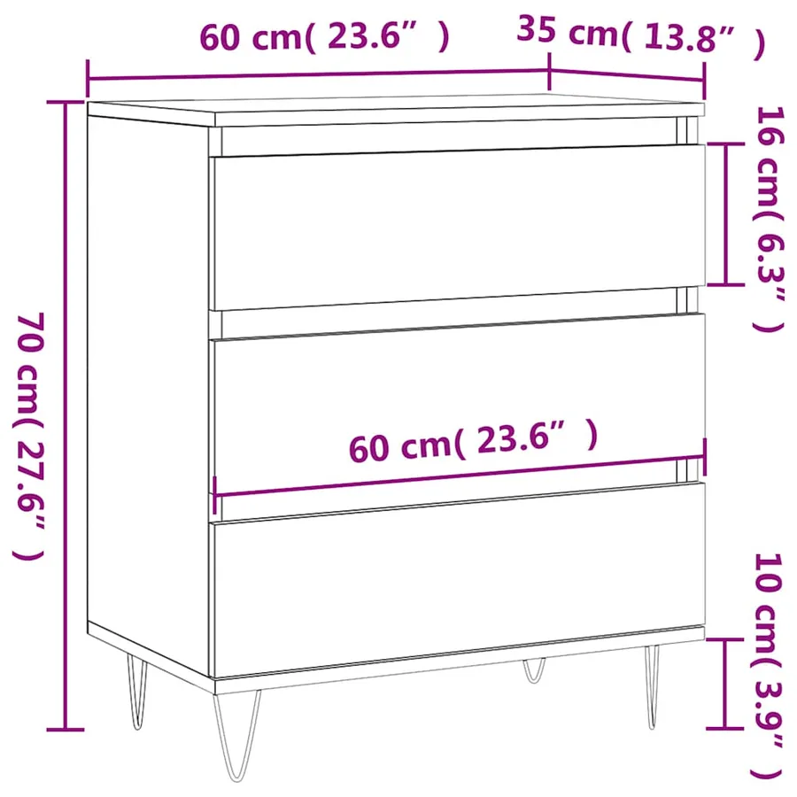 Buffet Blanc 60x35x70 cm Bois d'ingénierie - 11