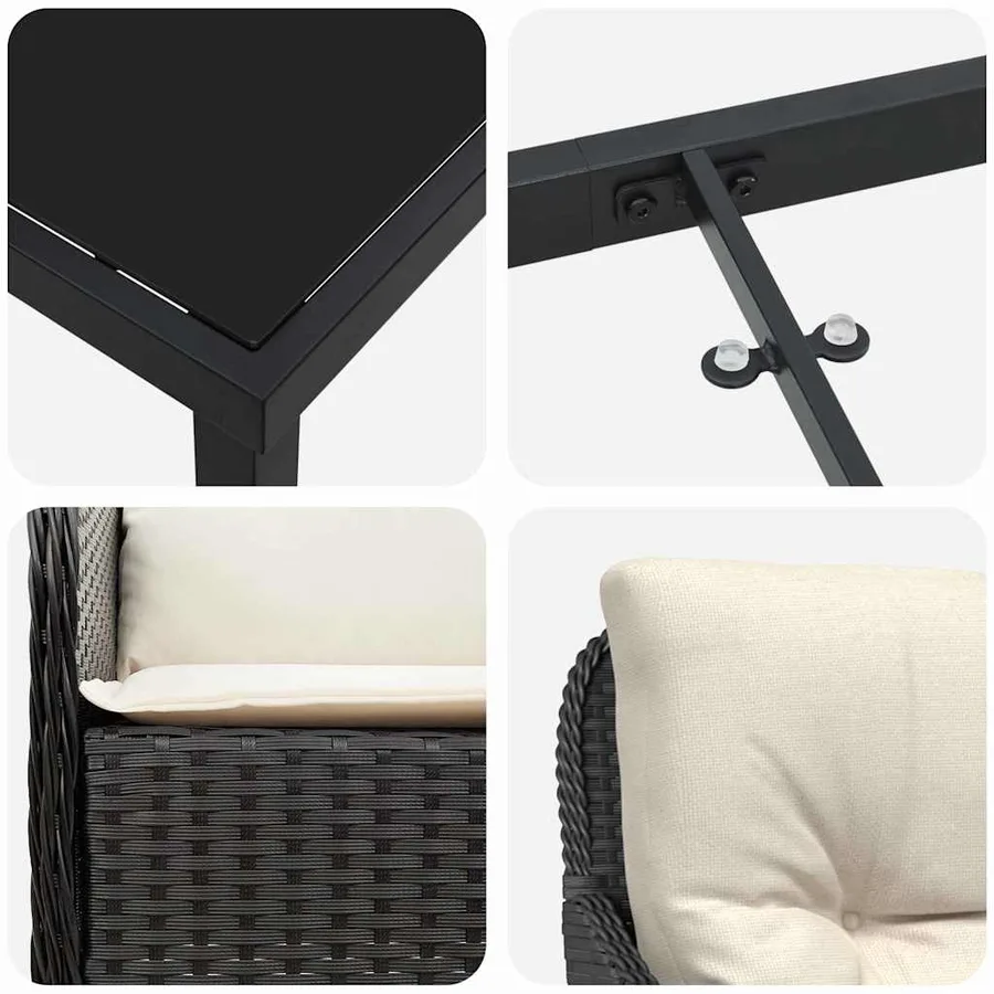 Ensemble de salle à manger pour jardin 5 pcs Noir polyrotin - 9
