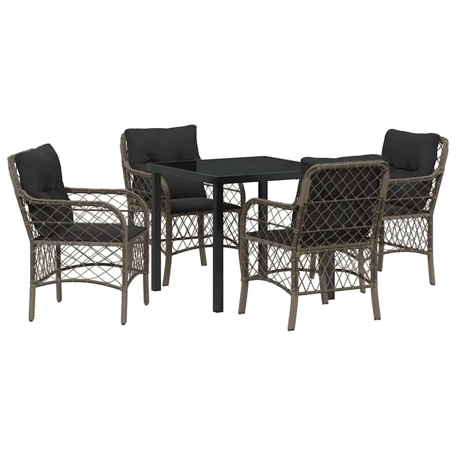 Ensemble de salle à manger pour jardin 5 pcs Gris polyrotin - 2