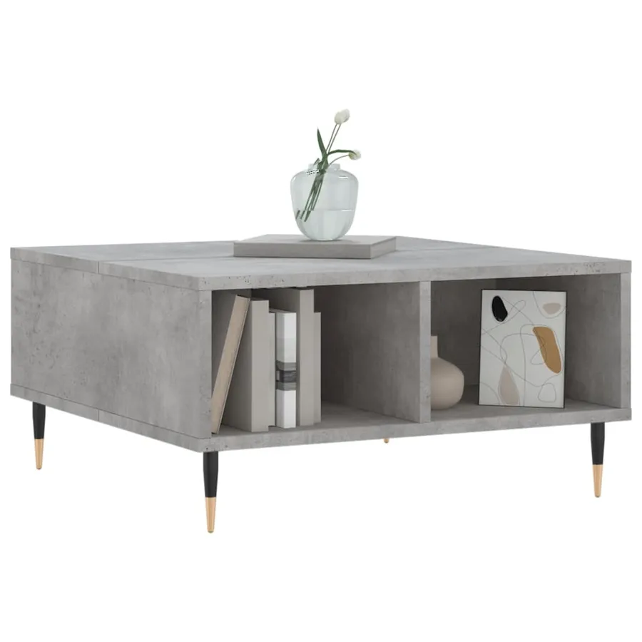Table basse gris béton 60x60x30 cm bois d'ingénierie - 3