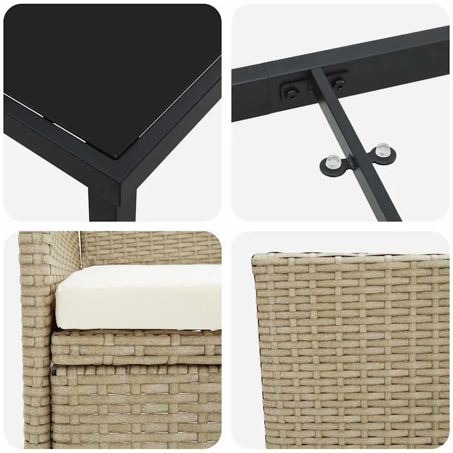 Ensemble de salle à manger pour jardin 5 pcs Beige polyrotin - 9