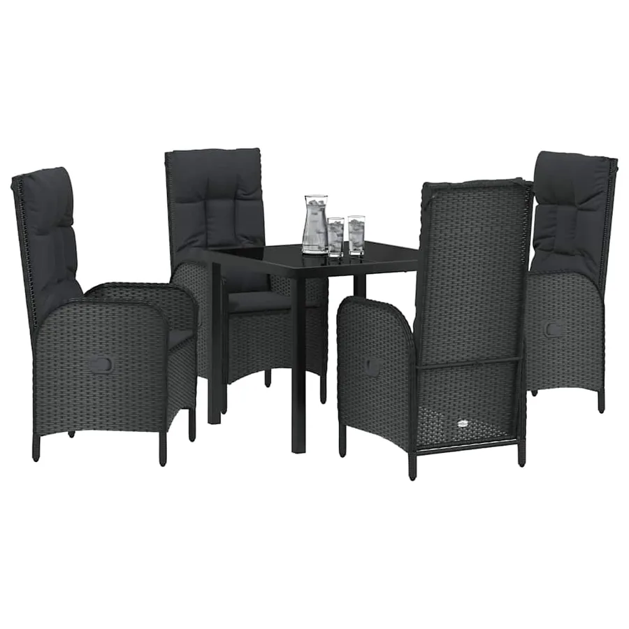 Ensemble de salle à manger pour jardin 5 pcs Noir polyrotin - 3