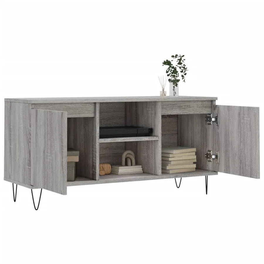 Meuble TV sonoma gris 104x35x50 cm bois d'ingénierie - 4