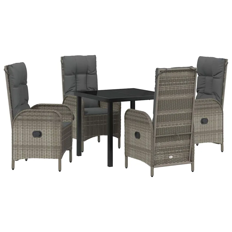 Ensemble de salle à manger pour jardin 5 pcs Gris polyrotin - 2