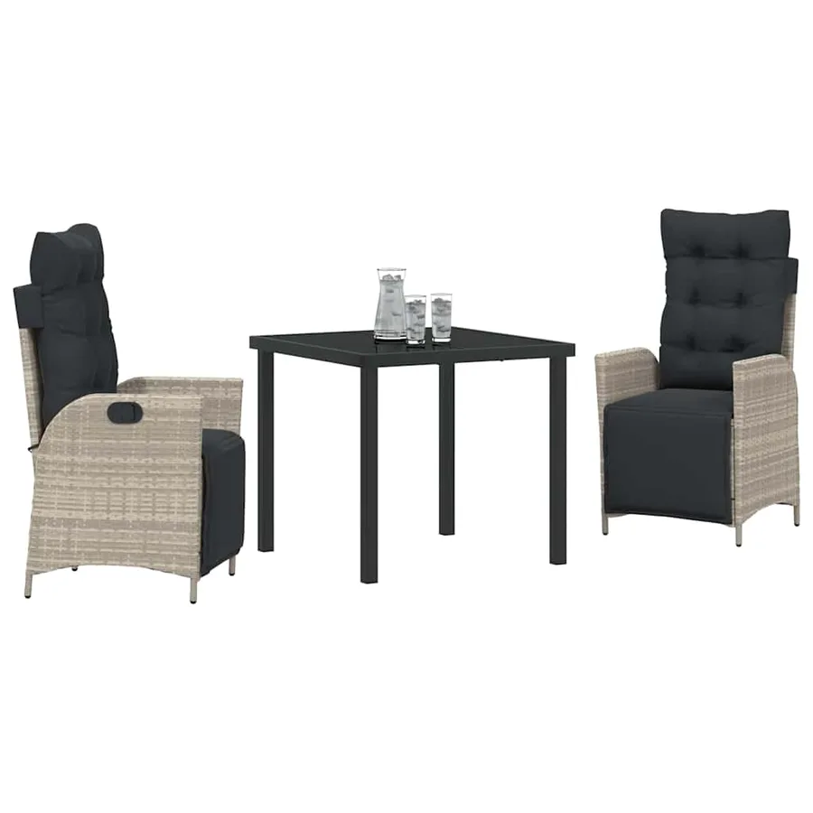 Ensemble de salle à manger pour jardin 3 pcs Gris clair - 3