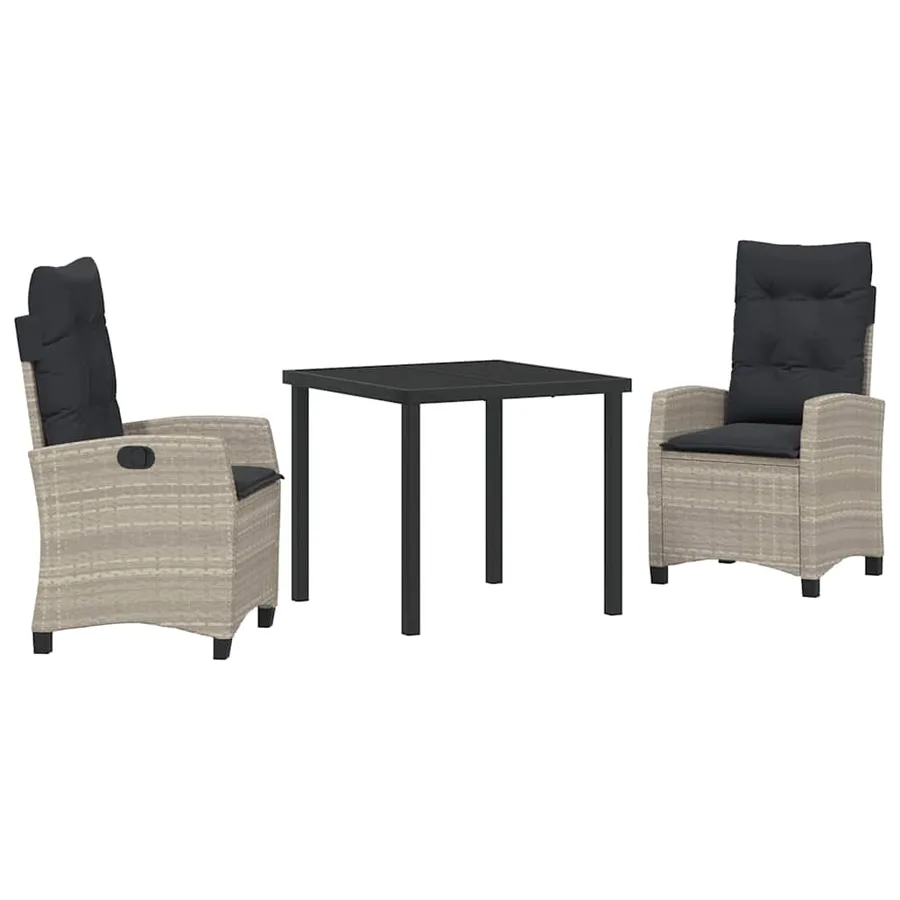 Ensemble de salle à manger pour jardin 3 pcs Gris clair - 2
