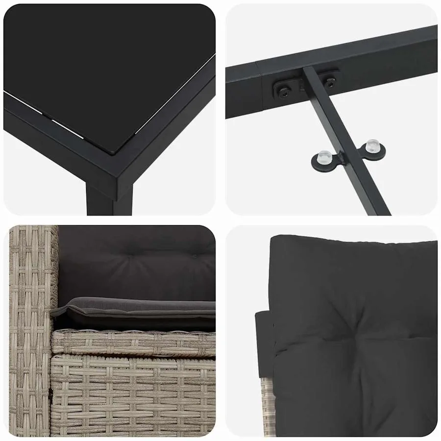 Ensemble de salle à manger pour jardin 3 pcs Gris clair - 9