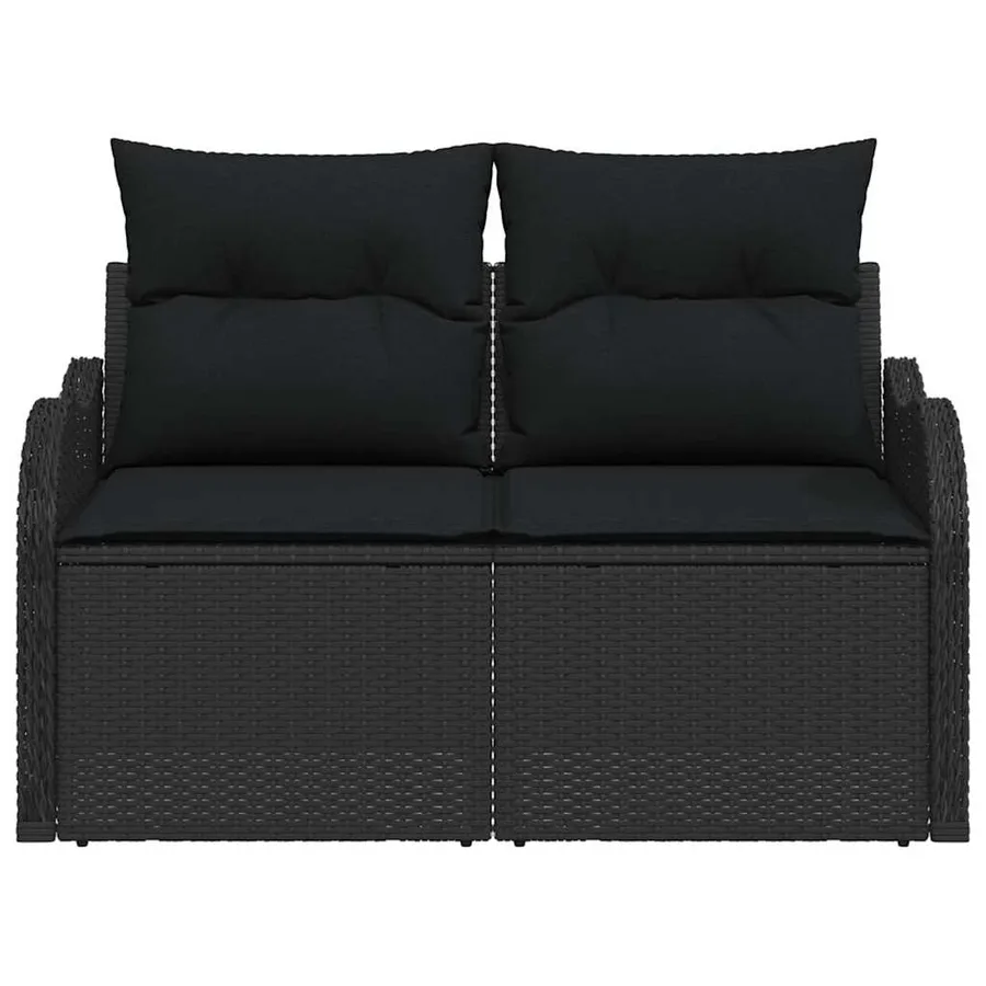 Canapé de jardin avec coussin Noir 121 x 62 x 69cm polyrotin - 4