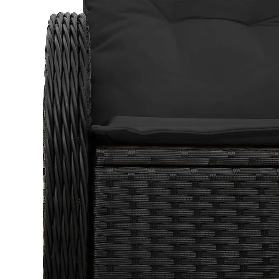 Canapé de jardin avec coussin Noir 121 x 62 x 69cm polyrotin - 7