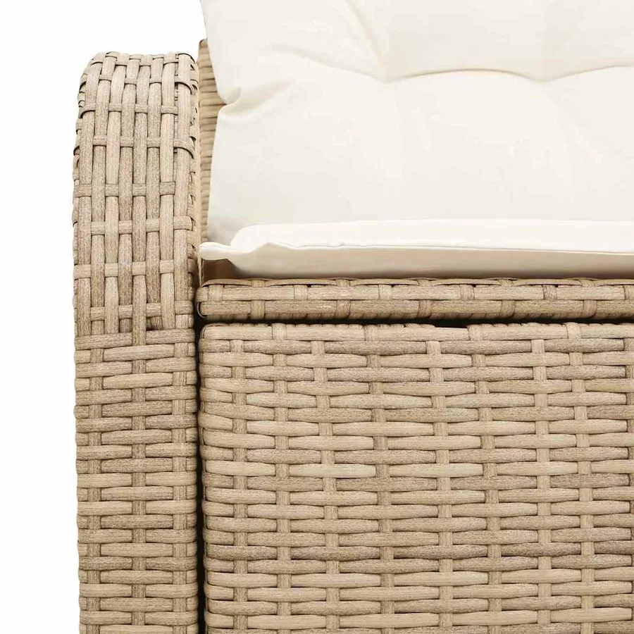 Canapé de jardin avec coussin Beige 124 x 62 x 69cm polyrotin - 5
