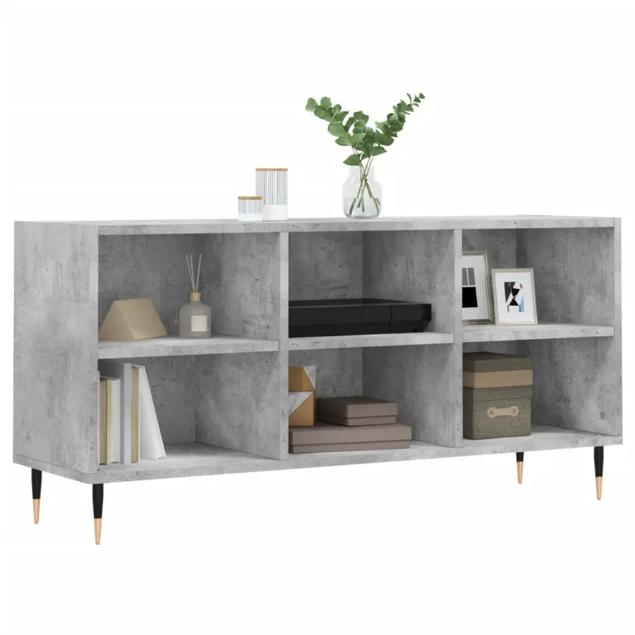 Meuble TV gris béton 103,5x30x50 cm bois d'ingénierie - 3