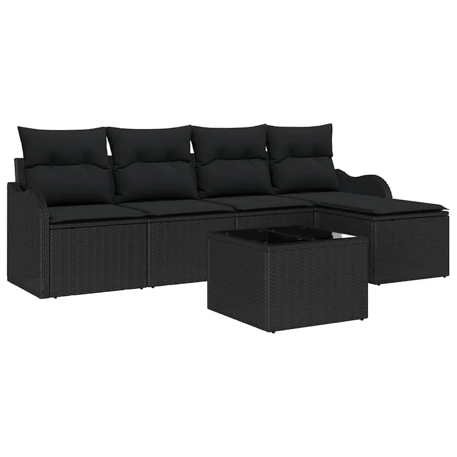 Ensemble de canapé de jardin 6 pcs Beige Poly rotin - 2